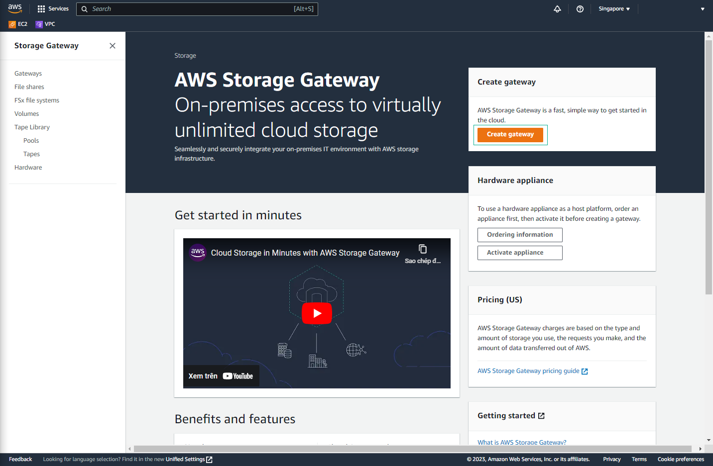 Create Storage Gateway Instance