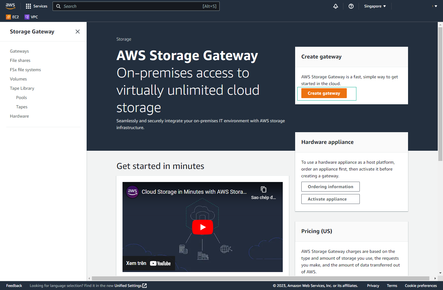 Create Storage Gateway