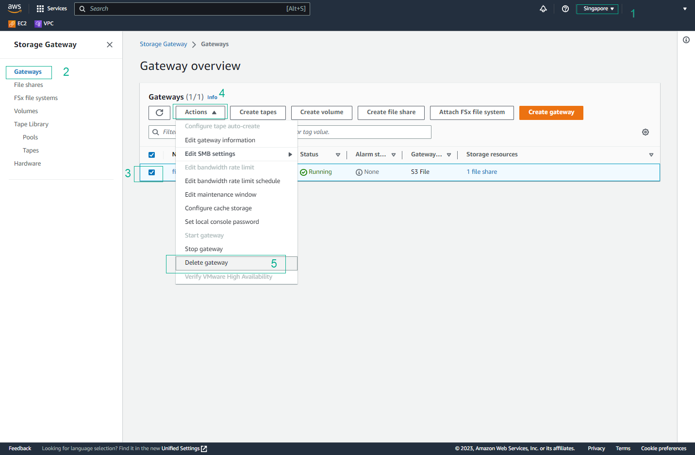 Delete Storage Gateway