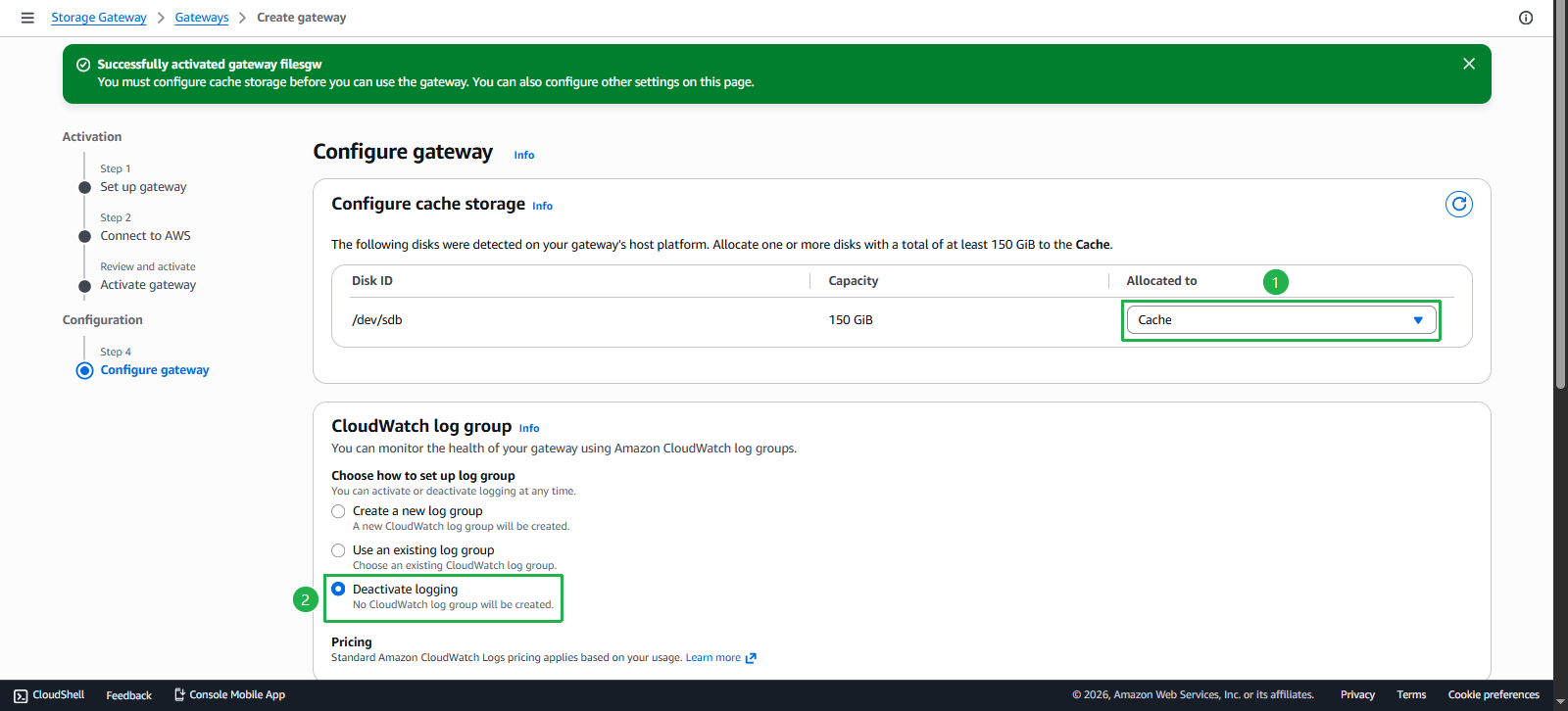 Create Storage Gateway Instance