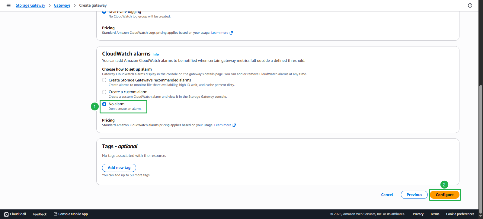 Create Storage Gateway Instance