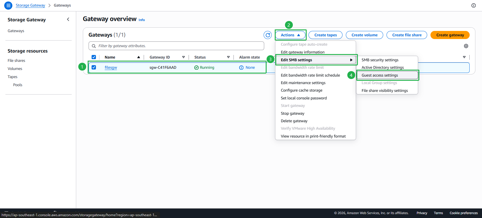 Create Storage Gateway Instance