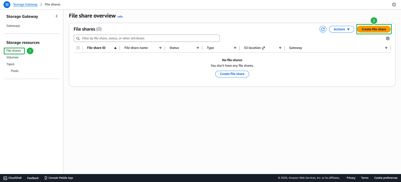 Create Storage Gateway Instance