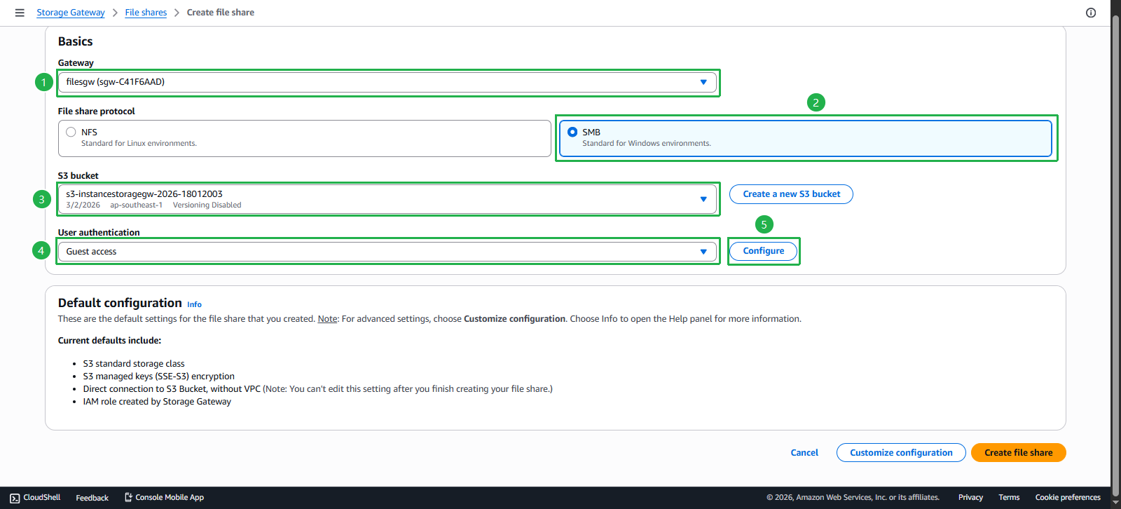 Create Storage Gateway Instance