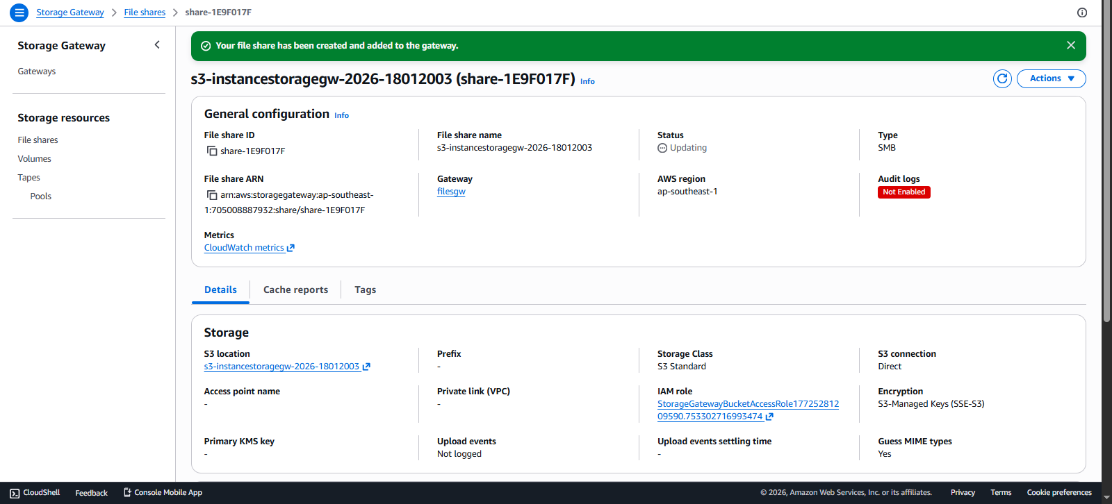 Create Storage Gateway Instance