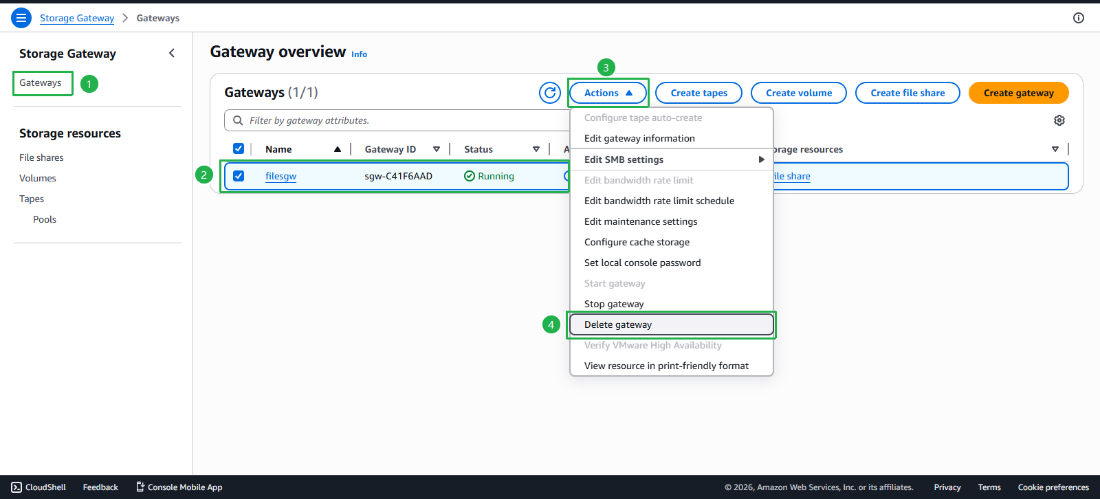 Delete Storage Gateway