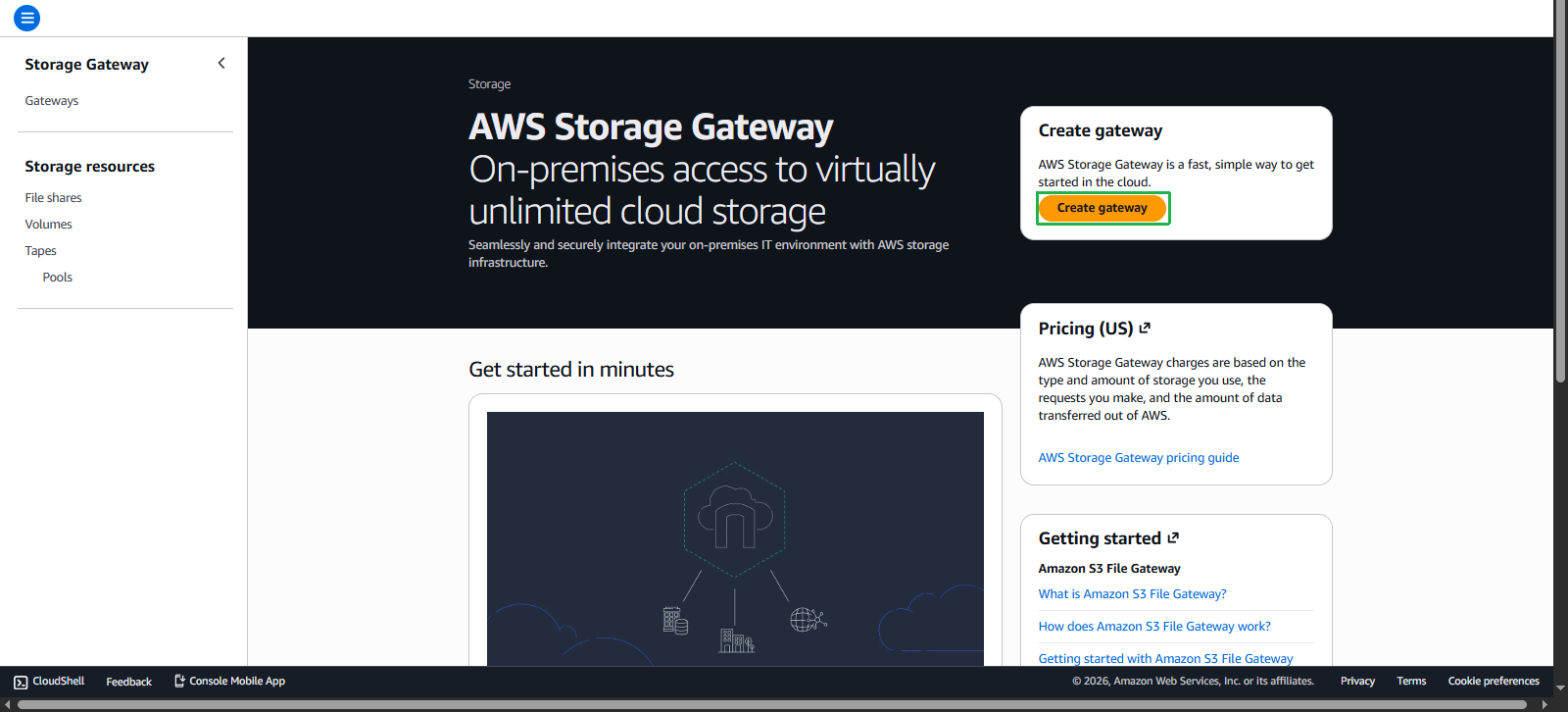 Create Storage Gateway Instance