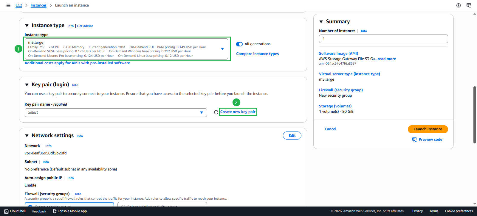 Create Storage Gateway Instance